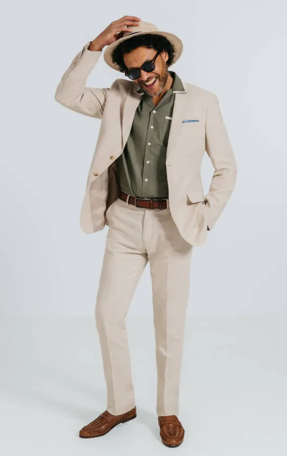 Oatmeal Linen Herringbone Suit - photo 1