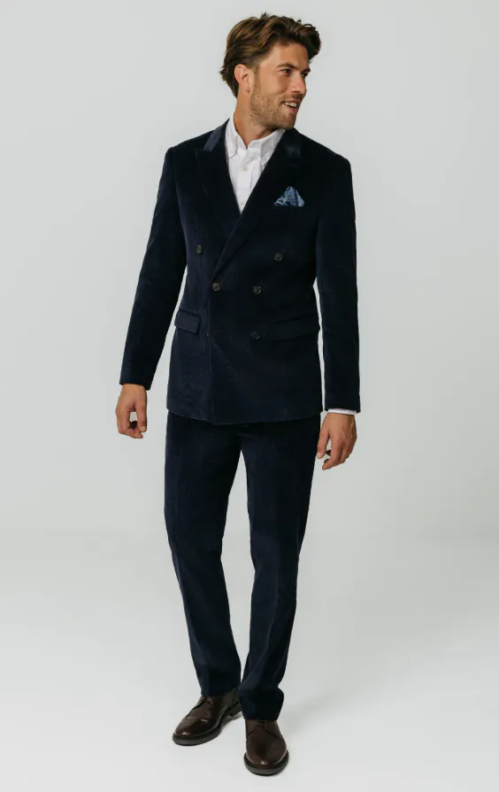 Double Breasted Navy Corduroy Suit - photo 1