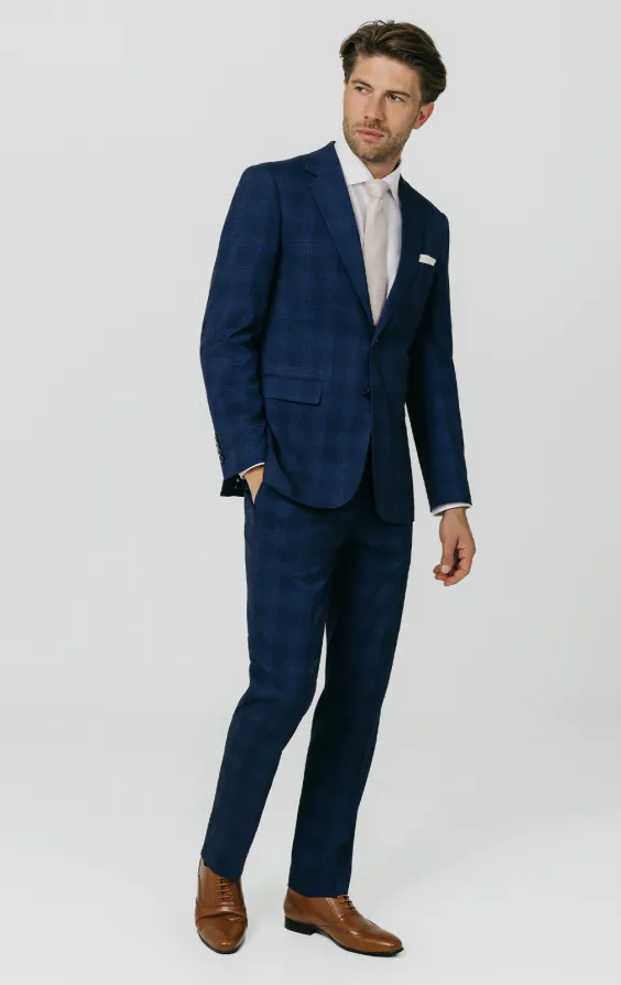Royal Blue Shadow Check Suit | Dobell