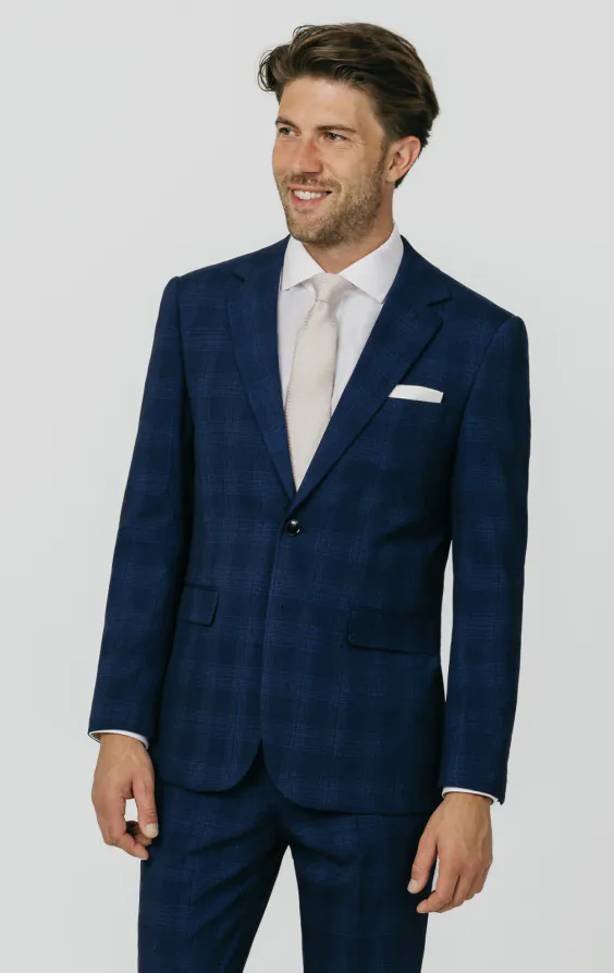 Royal Blue Shadow Check Suit | Dobell