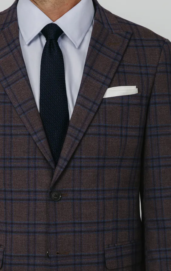 Burgundy with Blue Windowpane Check 3 Piece Suit - photo 3 Burgundy with Blue Windowpane Check 3 Piece Suit - photo 3
