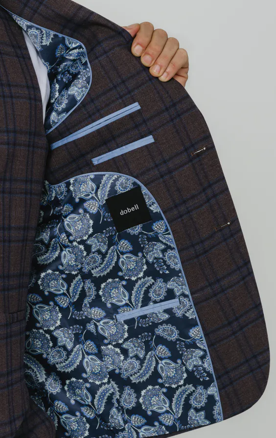 Burgundy with Blue Windowpane Check 3 Piece Suit - photo 4 Burgundy with Blue Windowpane Check 3 Piece Suit - photo 4