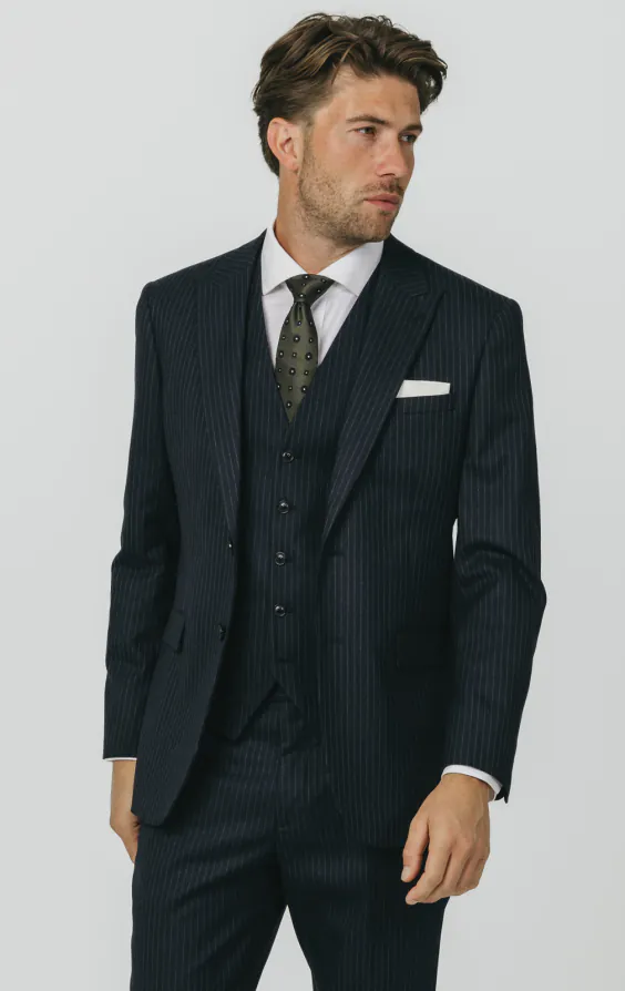 Navy Chalkstripe 3 Piece Suit Navy Chalkstripe 3 Piece Suit