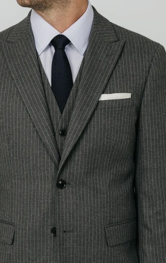 Charcoal Chalkstripe 3 Piece Suit | Dobell