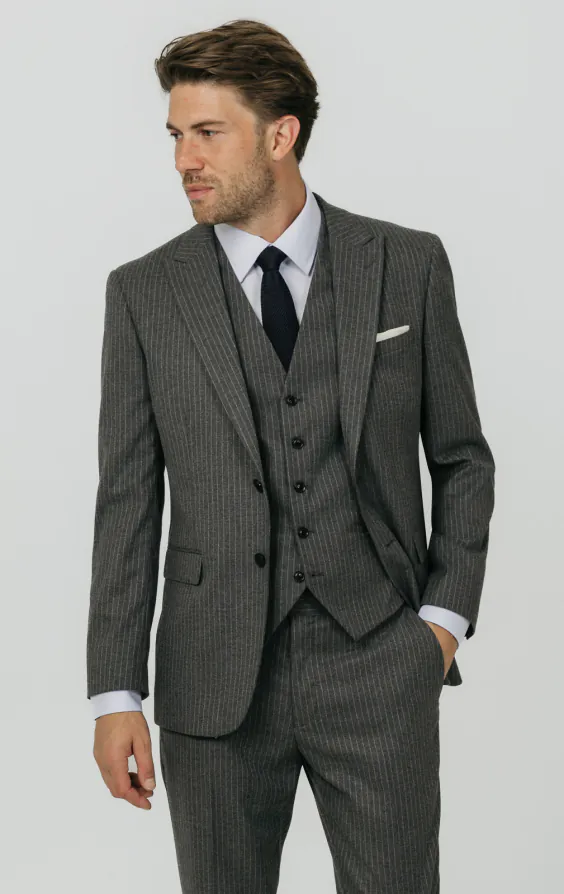 Charcoal Chalkstripe 3 Piece Suit | Dobell
