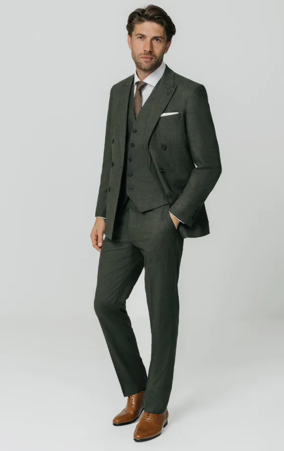 Green Weave Double Breasted 3 Piece Suit - photo 1 Green Weave Double Breasted 3 Piece Suit - photo 1