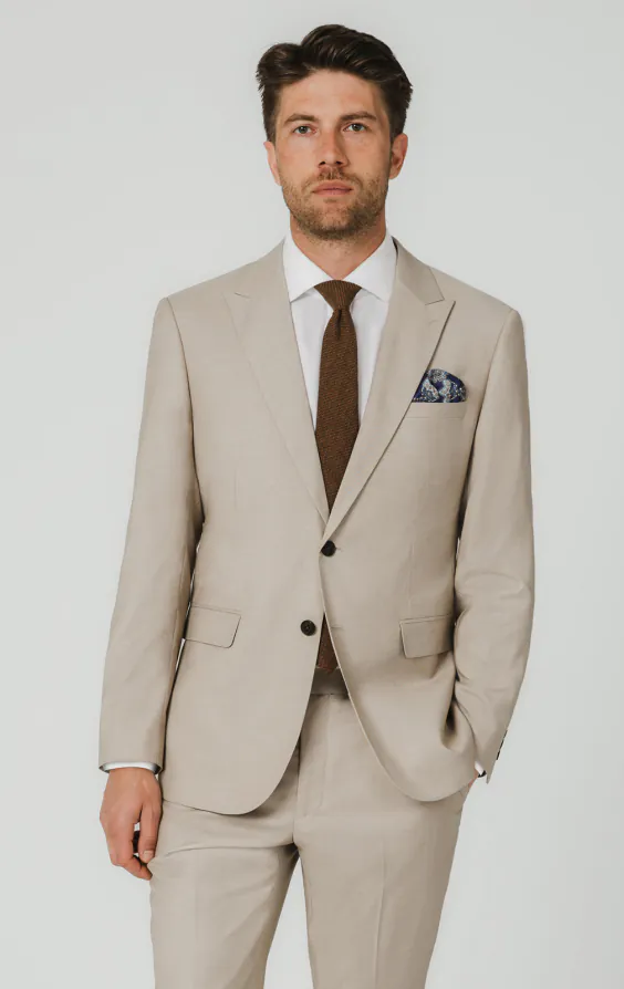 Stone Sharkskin Suit