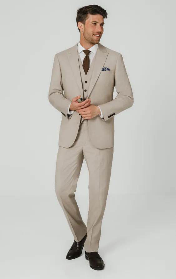 Stone Sharkskin 3 Piece Suit - photo 1