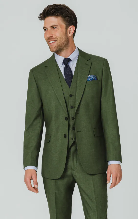 Pine Green Textured Weave 3 Piece Suit Pine Green Textured Weave 3 Piece Suit