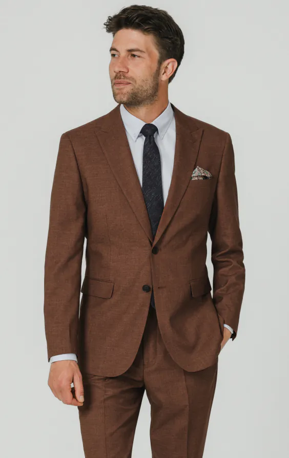 Rust Brown Textured Weave Suit Rust Brown Textured Weave Suit