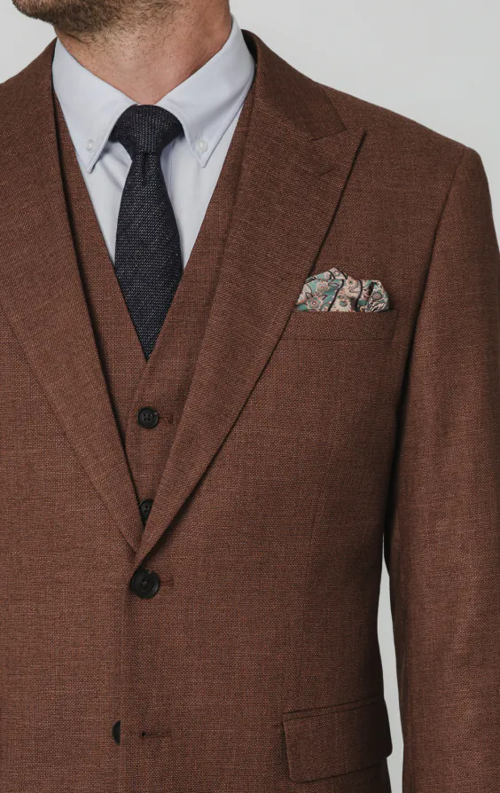 Rust Brown Textured Weave 3 Piece Suit - photo 3 Rust Brown Textured Weave 3 Piece Suit - photo 3