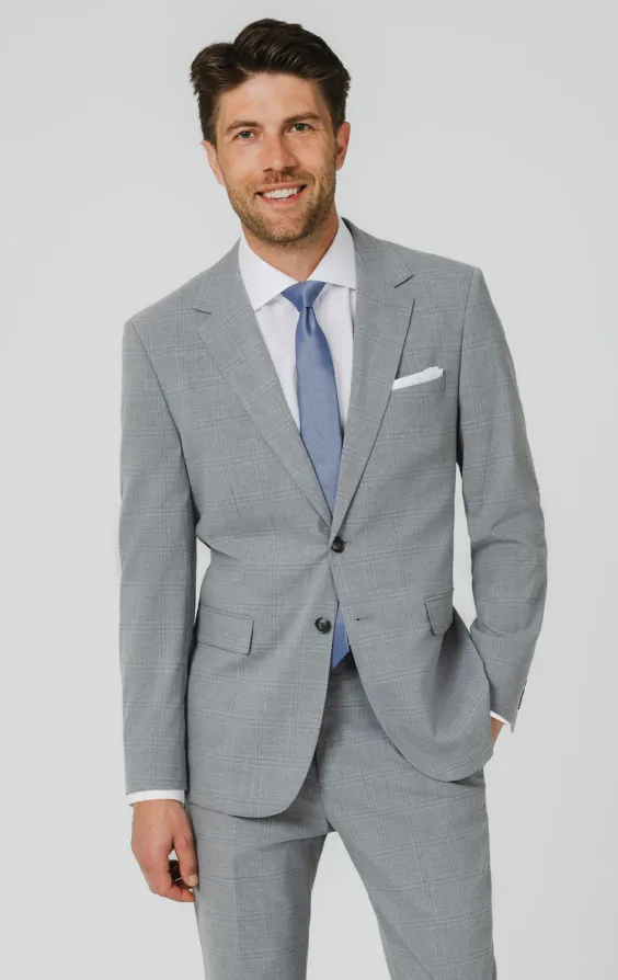 Light Gray & Blue Check Suit Light Gray & Blue Check Suit
