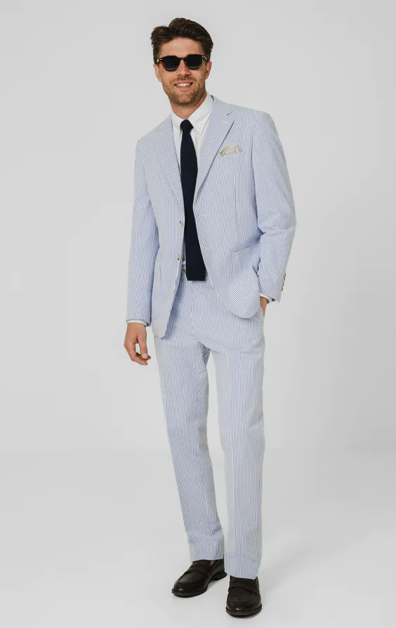 Blue & White Seersucker 3 Piece Suit - photo 1 Blue & White Seersucker 3 Piece Suit - photo 1