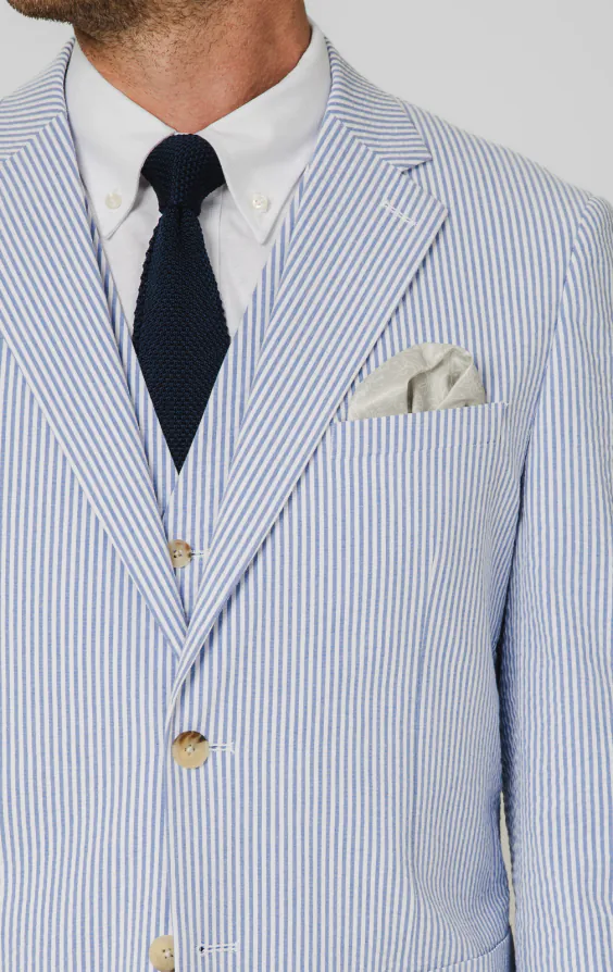 Blue & White Seersucker 3 Piece Suit - photo 3 Blue & White Seersucker 3 Piece Suit - photo 3