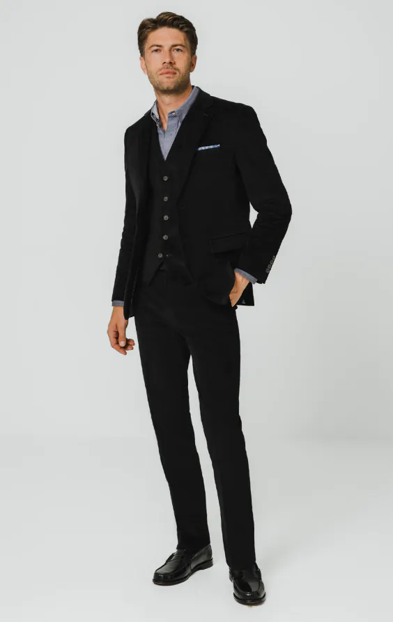 Black Corduroy 3 Piece Suit - photo 1