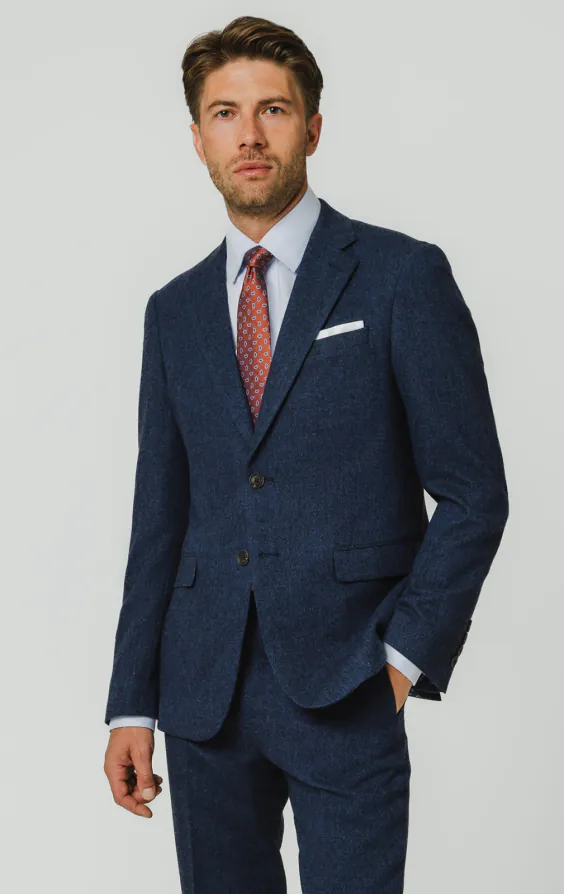 Blue Herringbone Tweed Suit Blue Herringbone Tweed Suit