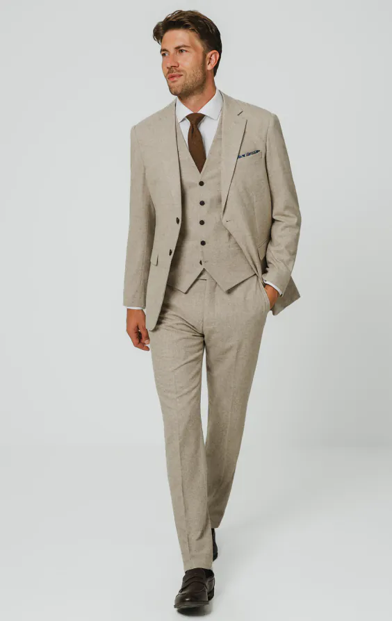 Stone Donegal Tweed 3 Piece Suit - photo 1 Stone Donegal Tweed 3 Piece Suit - photo 1