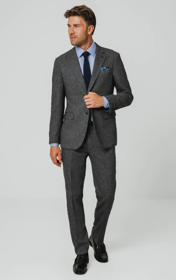Grey Herringbone Tweed Suit - photo 1