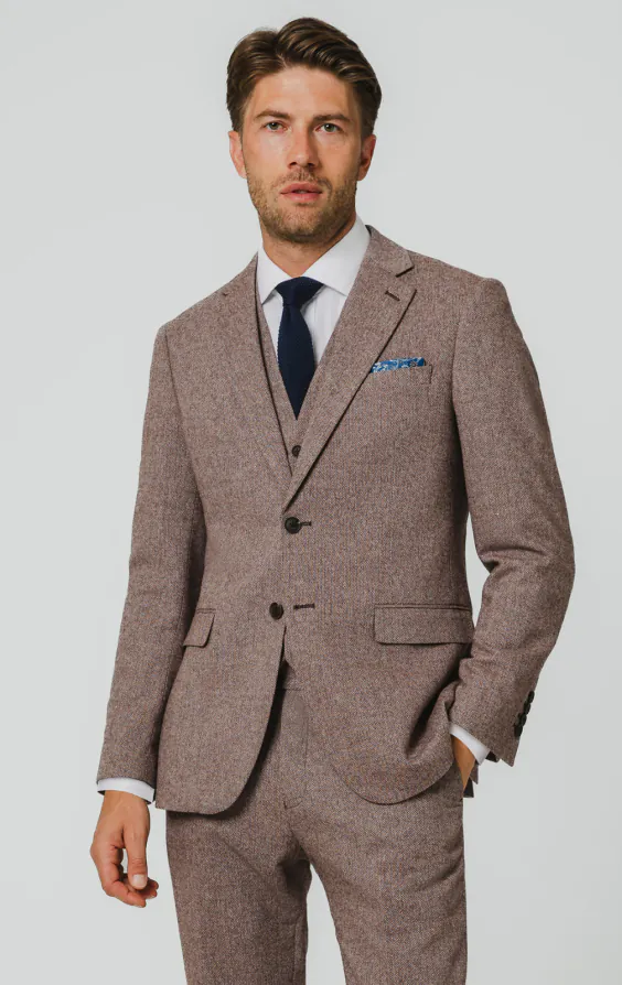 Redwood Herringbone Tweed 3 Piece Suit Redwood Herringbone Tweed 3 Piece Suit