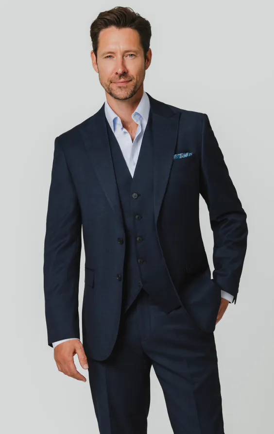 Navy Birdseye 3 Piece Suit Navy Birdseye 3 Piece Suit
