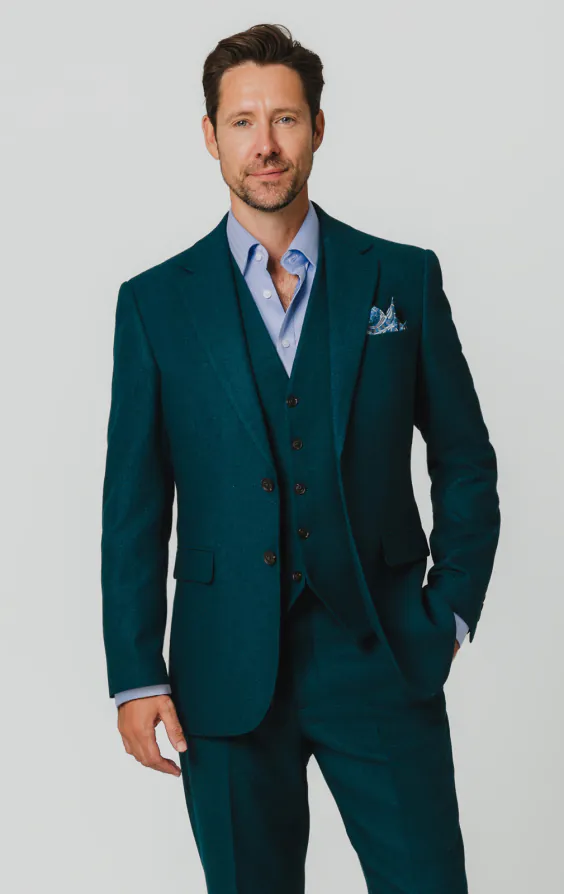 Teal Wool Flannel 3 Piece Suit Teal Wool Flannel 3 Piece Suit