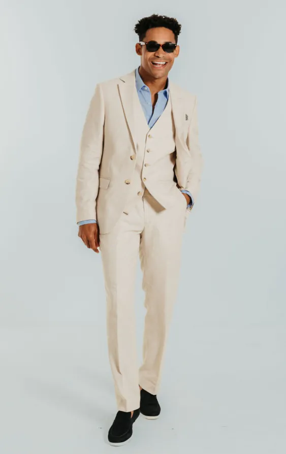Cream Linen 3 Piece Suit - photo 1