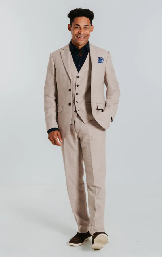Sand Linen 3 Piece Suit - photo 1