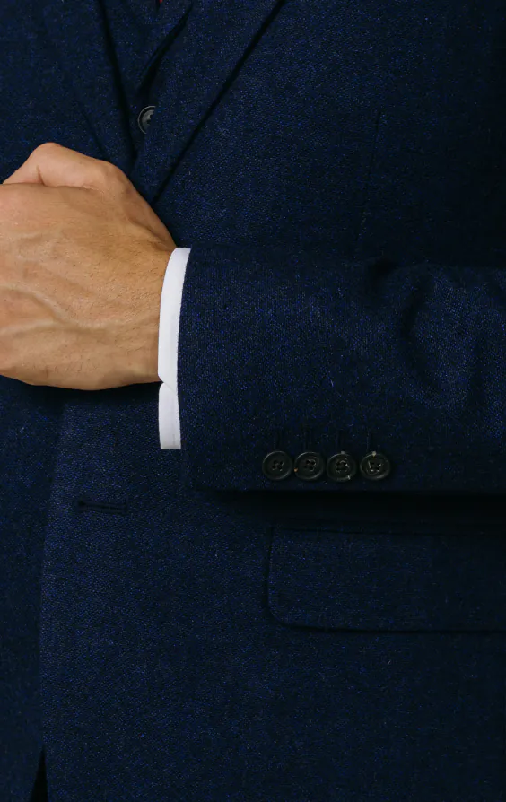 Navy Donegal Tweed 3 Piece Suit - photo 2 Navy Donegal Tweed 3 Piece Suit - photo 2