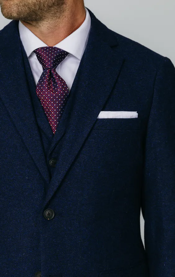 Navy Donegal Tweed 3 Piece Suit - photo 3 Navy Donegal Tweed 3 Piece Suit - photo 3