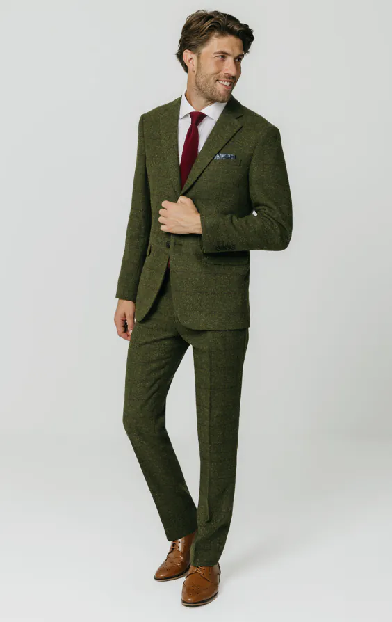Green Windowpane Check Tweed Suit - photo 1 Green Windowpane Check Tweed Suit - photo 1