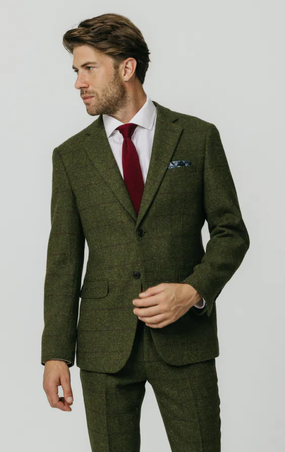 Green Windowpane Check Tweed Suit Green Windowpane Check Tweed Suit