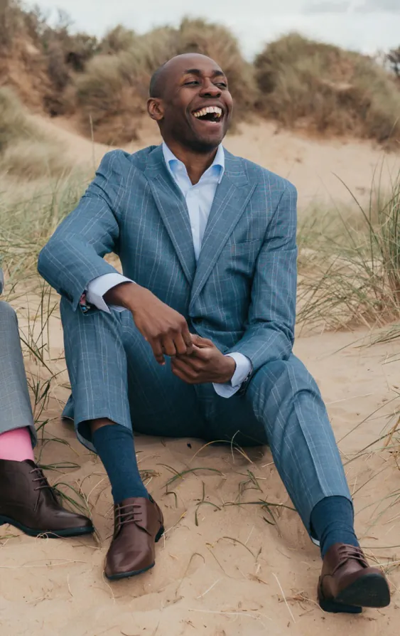 Light Blue Check Suit with Peak Lapel - photo 2 Light Blue Check Suit with Peak Lapel - photo 2