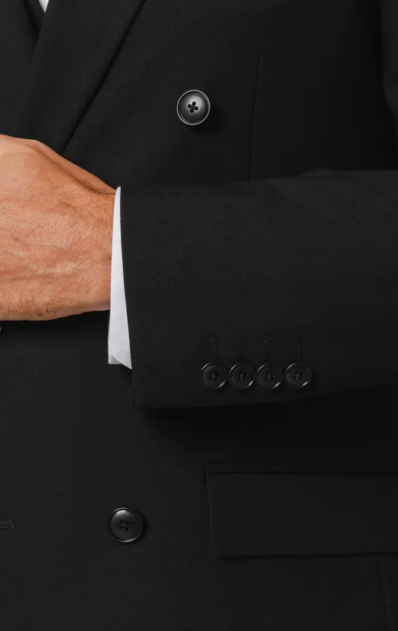 Black Double Breasted 3 Piece Suit with Peak Lapel - photo 2 Black Double Breasted 3 Piece Suit with Peak Lapel - photo 2