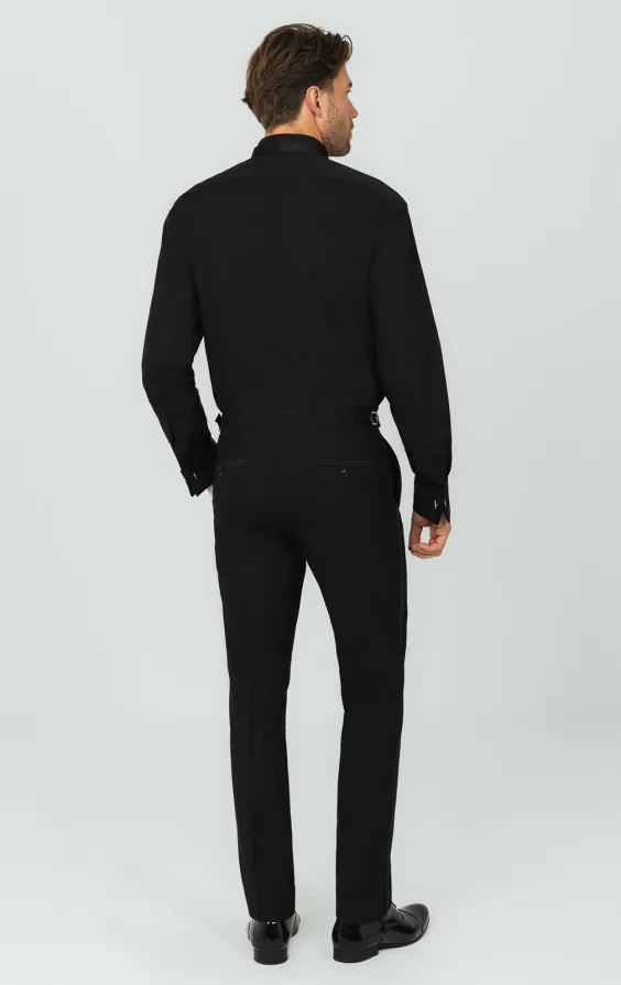 black tuxedo dress shirt Black Plain Front Tuxedo Shirt