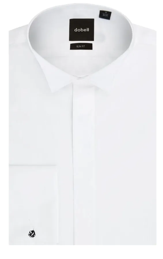 white christmas dresses White Diamond Dobby Fly Front Dress Shirt – Anto main image 1
