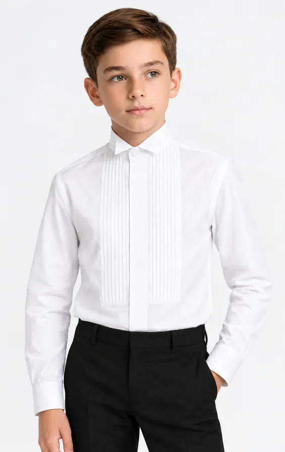 Boys Wing Collar, Pleated Front Tuxedo Shirt - photo 1 Boys Wing Collar, Pleated Front Tuxedo Shirt - photo 1