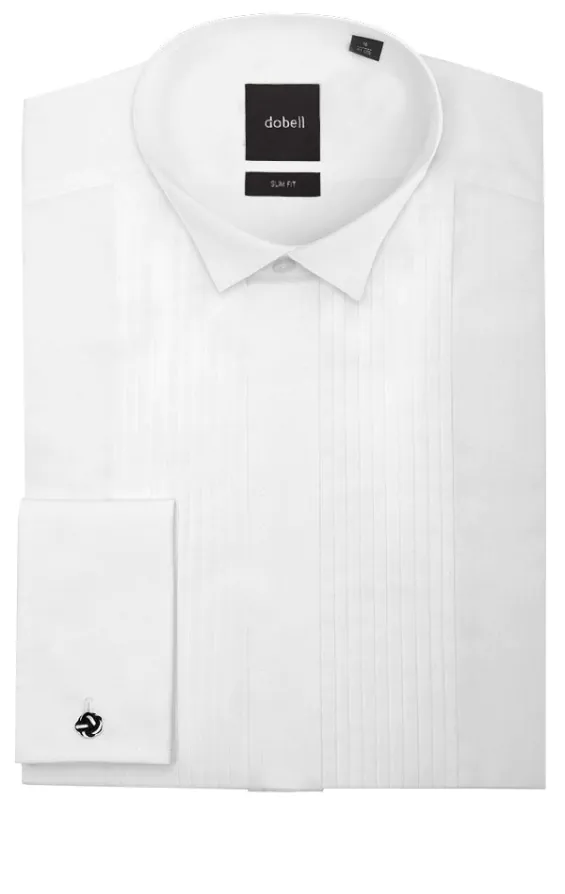 100% Cotton, Wing Collar, Pleated Front, Slim Fit Tuxedo Shirt by Dobell - photo 1 100% Cotton, Wing Collar, Pleated Front, Slim Fit Tuxedo Shirt by Dobell - photo 1