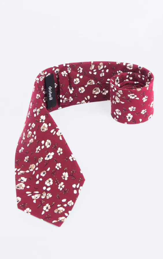 Red and White Floral Necktie - photo 1