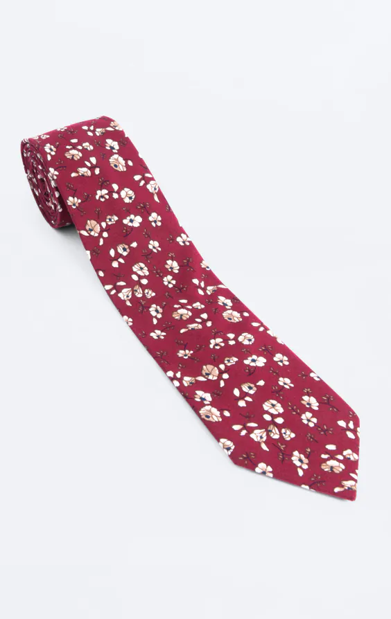 Red and White Floral Necktie - photo 2
