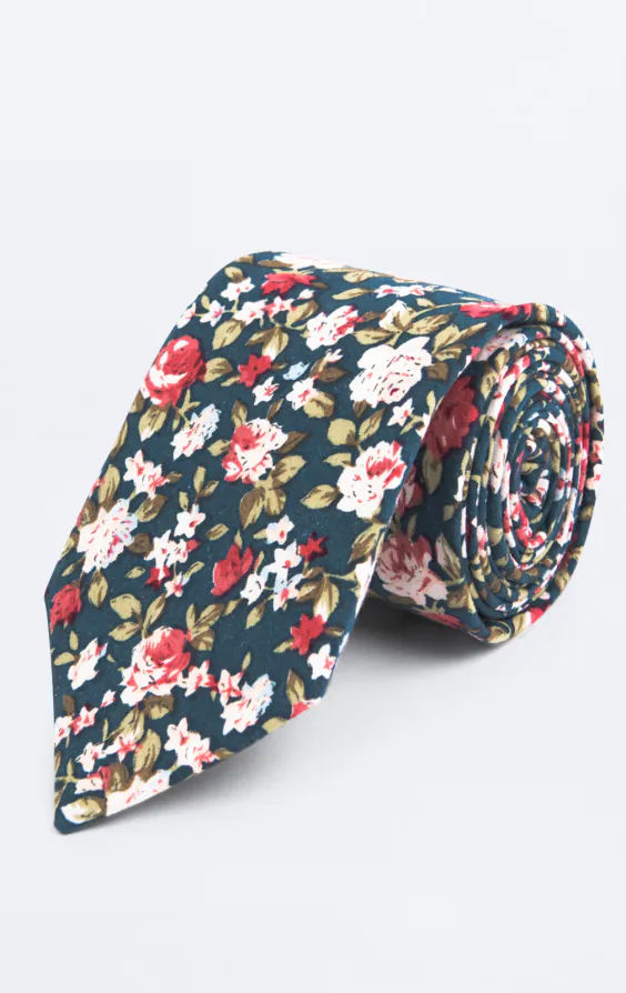 Green Multi Floral Necktie Green Multi Floral Necktie
