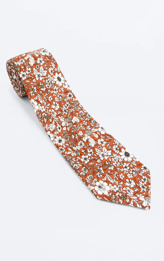 Orange Floral Necktie - photo 2