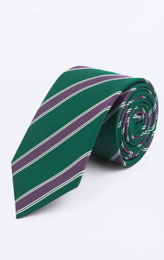 Green with Purple Stripe Necktie