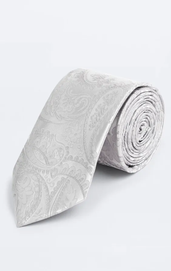 Silver Paisley Necktie