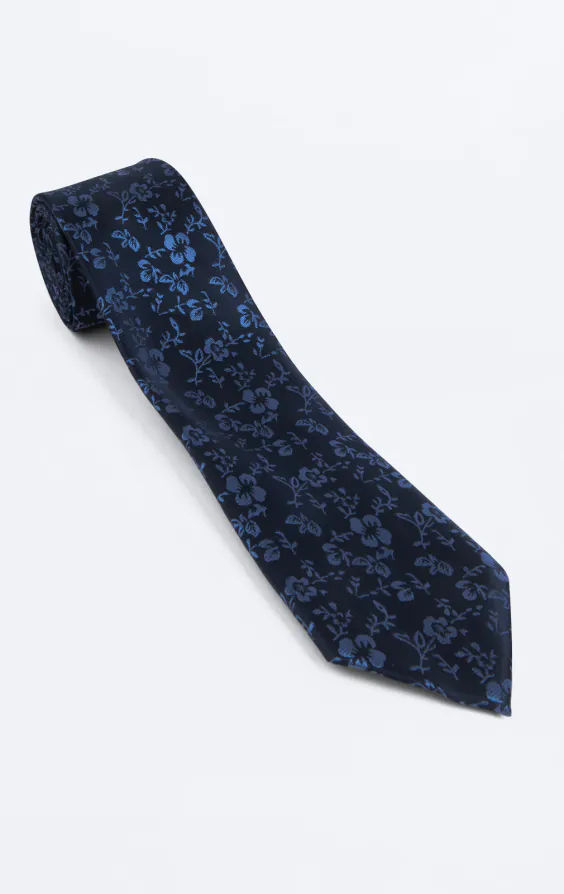 Navy & Blue Floral Necktie - photo 2