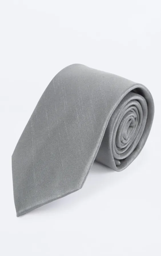 Silver Dupion Necktie Silver Dupion Necktie
