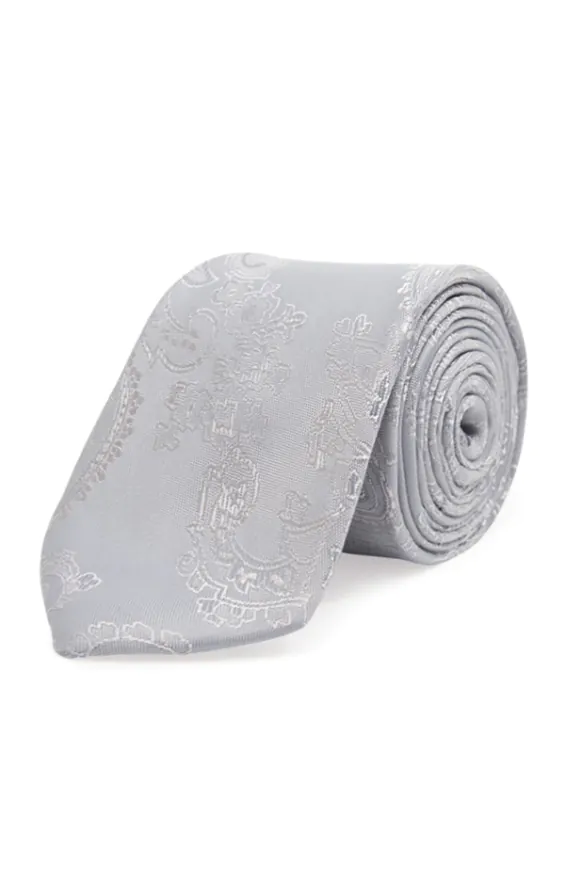 Boys Silver Paisley Neck Necktie Boys Silver Paisley Neck Necktie