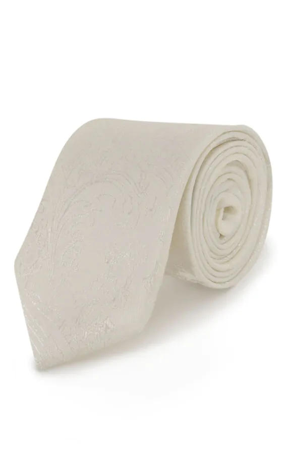 Boys Pearl Ivory Paisley Necktie Boys Pearl Ivory Paisley Necktie