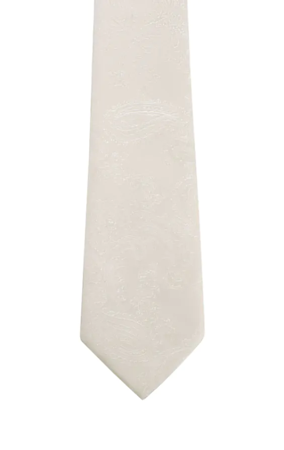 Boys Pearl White Paisley Necktie - photo 1