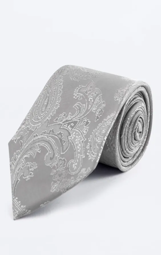 Silver Paisley Necktie