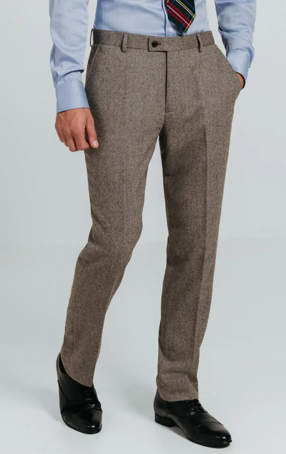 スーツ J.PRESS HERRINGBONE TWEED TROUSERS Brown Herringbone Tweed Suit | Dobell